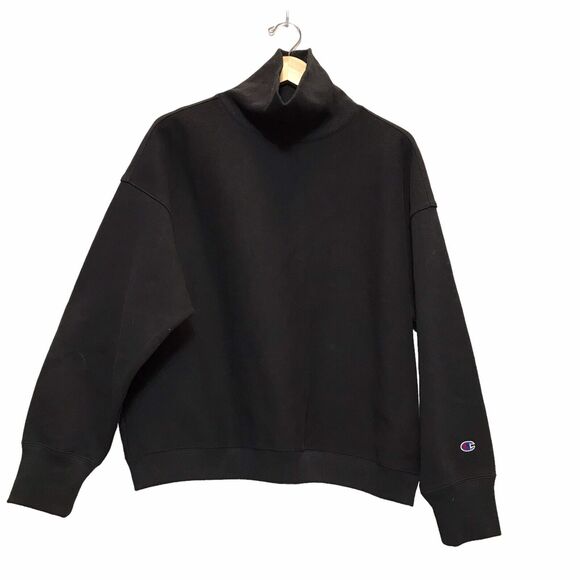 Women’s Champion Reverse Weave Sleeve Logo High-Neck Sweatshirt Black XL‎ - Picture 1 of 10